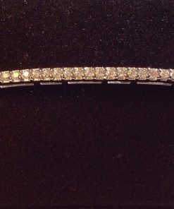 Bracelet, Sur fil et noeud coulant, Barrette argent et zirconiums 45mm