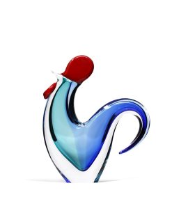 Sculpture coq cristal bleu