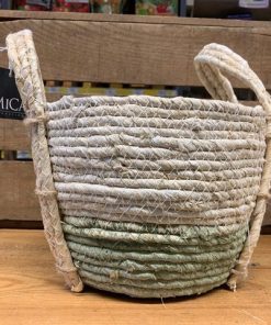 Pot osier vert avec anses D.23