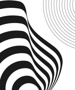 Art abstrait Noir et blanc Lignes Cercle Affiche N°2