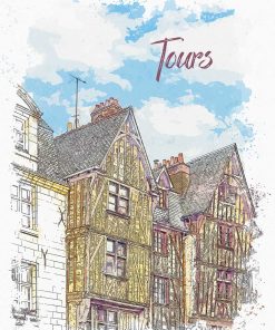 Tours – Affiche de la ville – Poster dessin urbain