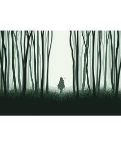 Silhouette de jeune fille Forêt Affiche