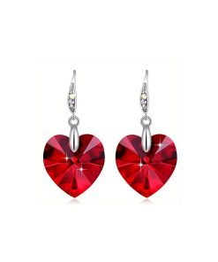Red crystal heart earrings