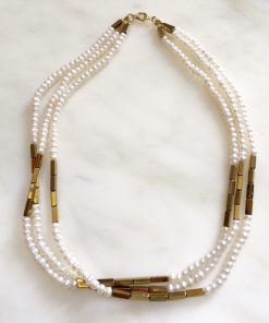 Collier ras de cou Perle de culture Hématite