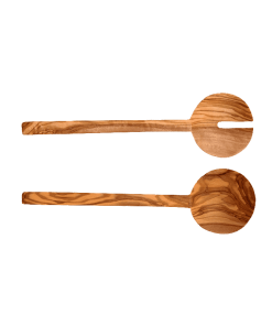 Couverts à salade « Plats » en bois d&rsquo;olivier