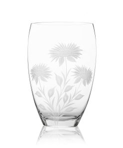 Vase cristal fleur gravé main